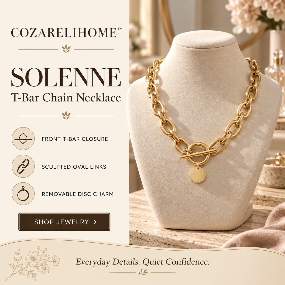 COZARELIHOME™ Solenne T-Bar Chain Necklace