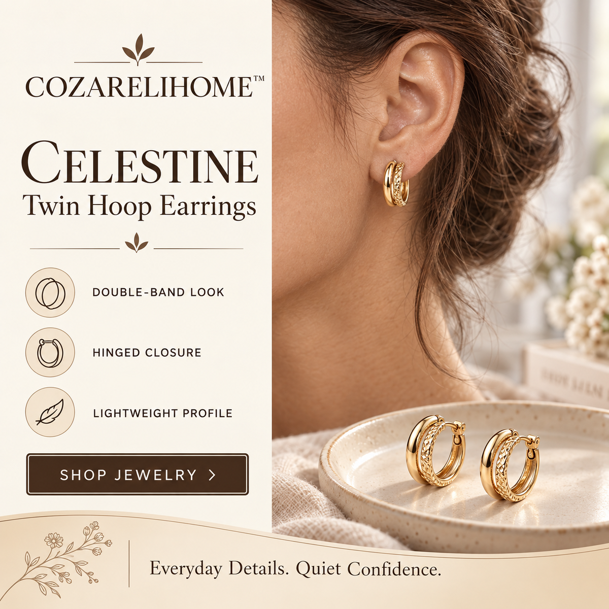 COZARELIHOME™ Celestine Twin Hoop Earrings