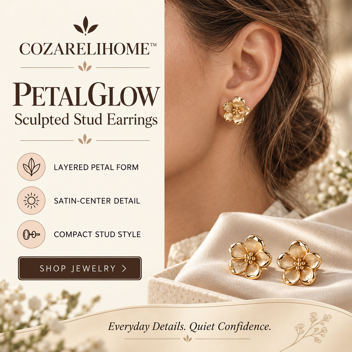 COZARELIHOME™ PetalGlow Sculpted Stud Earrings