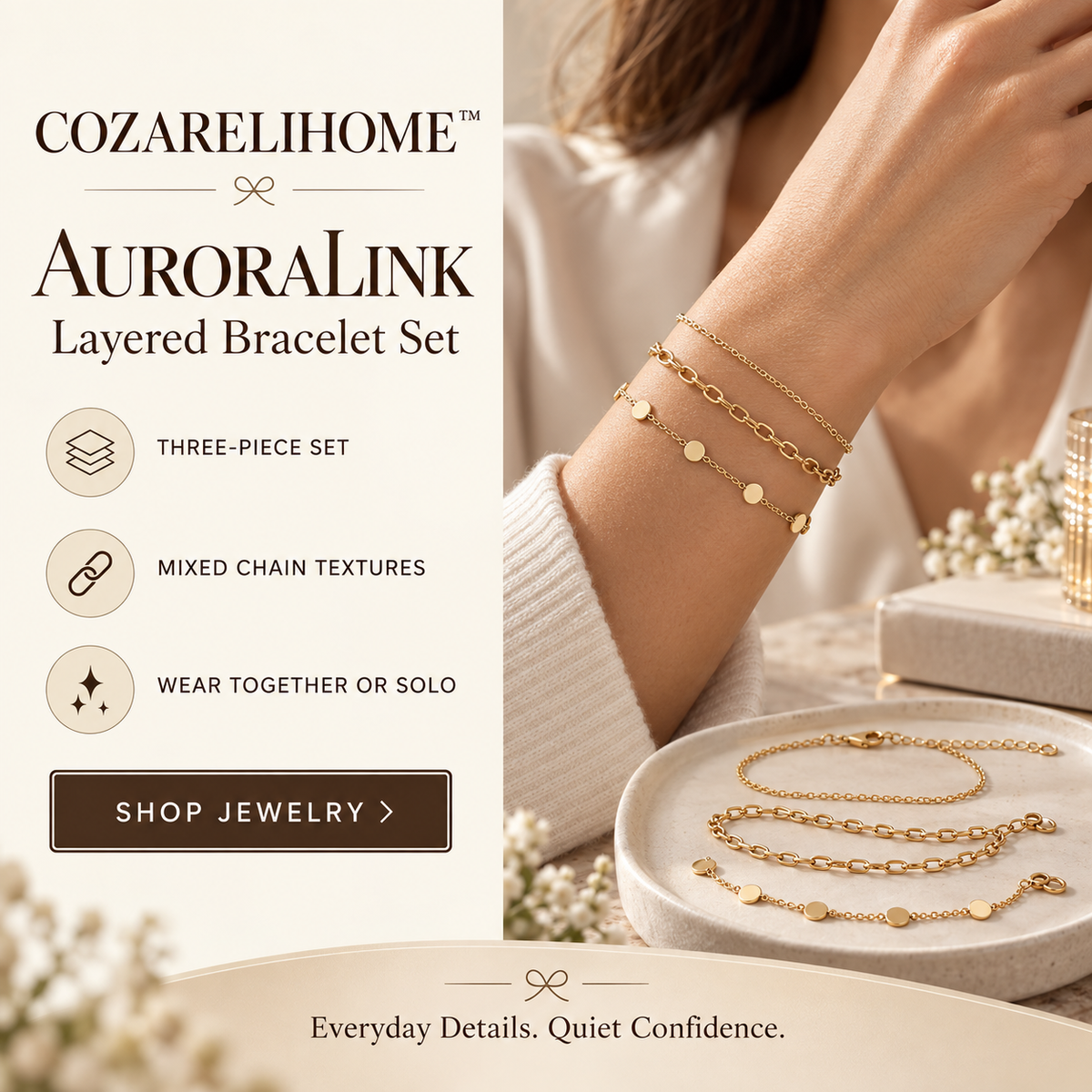 COZARELIHOME™ AuroraLink Layered Bracelet Set