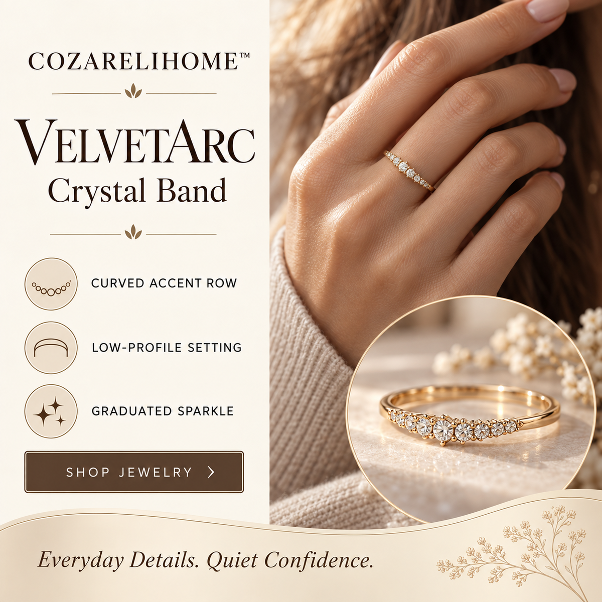 COZARELIHOME™ VelvetArc Crystal Band